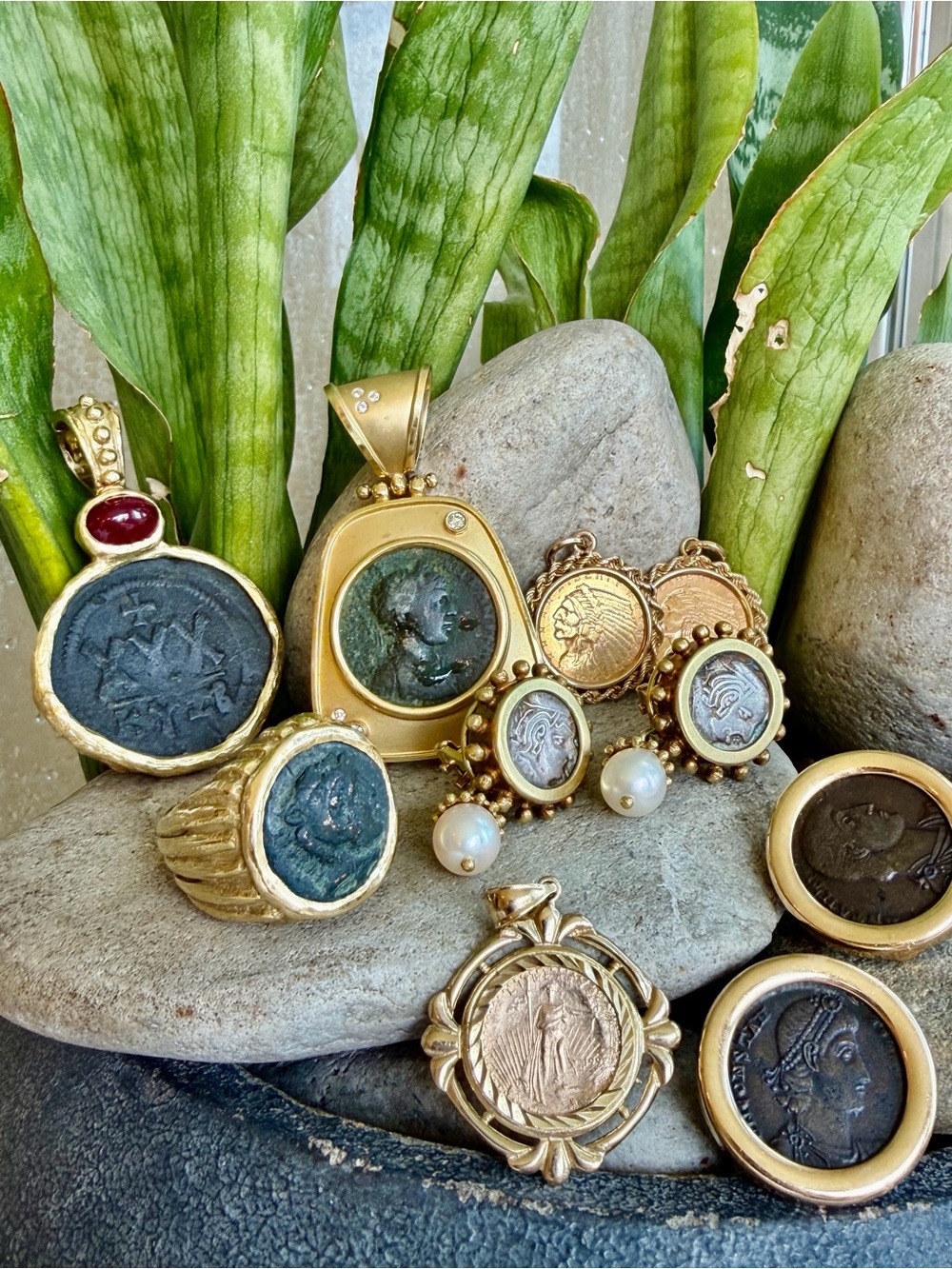 14,18, and 22k  gold coin jewelry